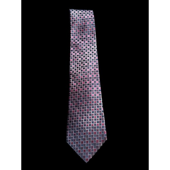 Alfani Mens Geometric Checkered Silk Tie Classic - Picture 1 of 13